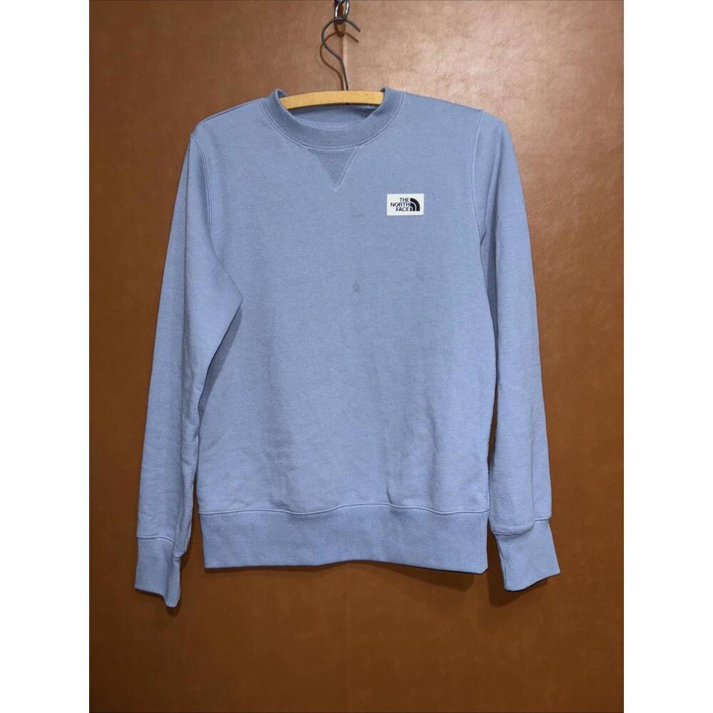 The North Face Sweatshirt Womens XS Powder Blue Pullover Crewneck Fleece Logo
